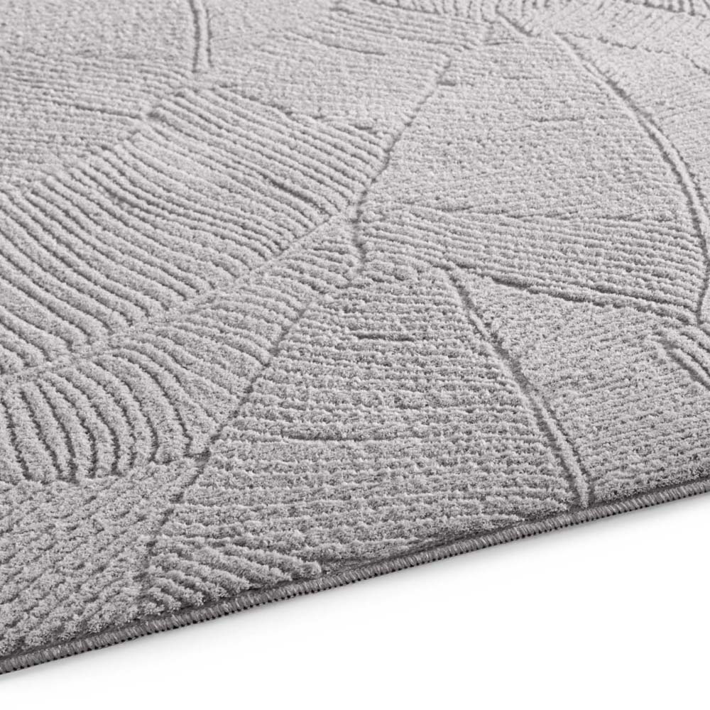 Tapis rond doux - Fuzz Leaf gris - close up Tapis rond doux - Fuzz Leaf gris - close up