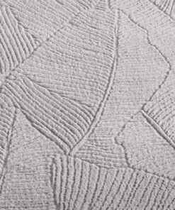 Tapis rond doux - Fuzz Leaf gris - close up