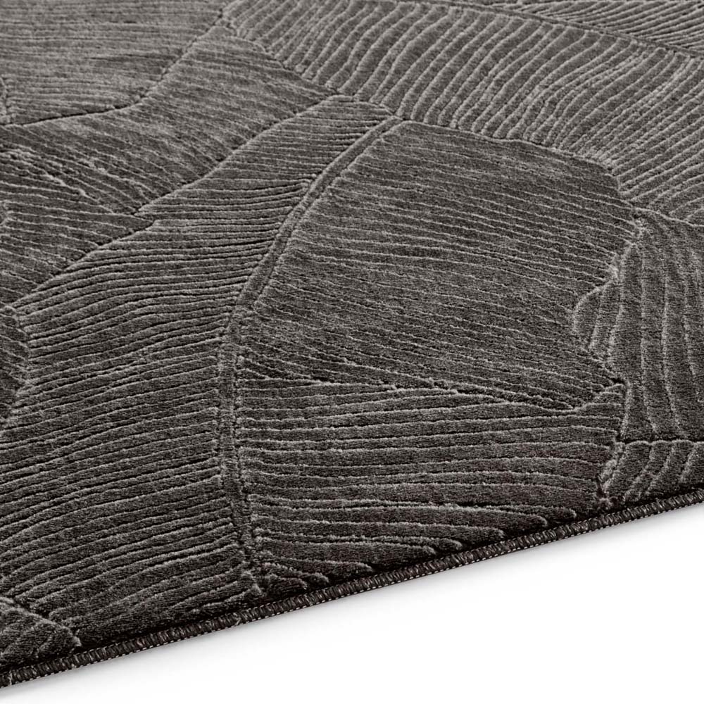 Tapis rond doux - Fuzz Leaf anthracite - close up Tapis rond doux - Fuzz Leaf anthracite - close up