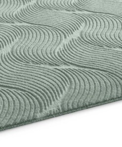 Tapis rond doux - Fuzz Whirl vert - close up