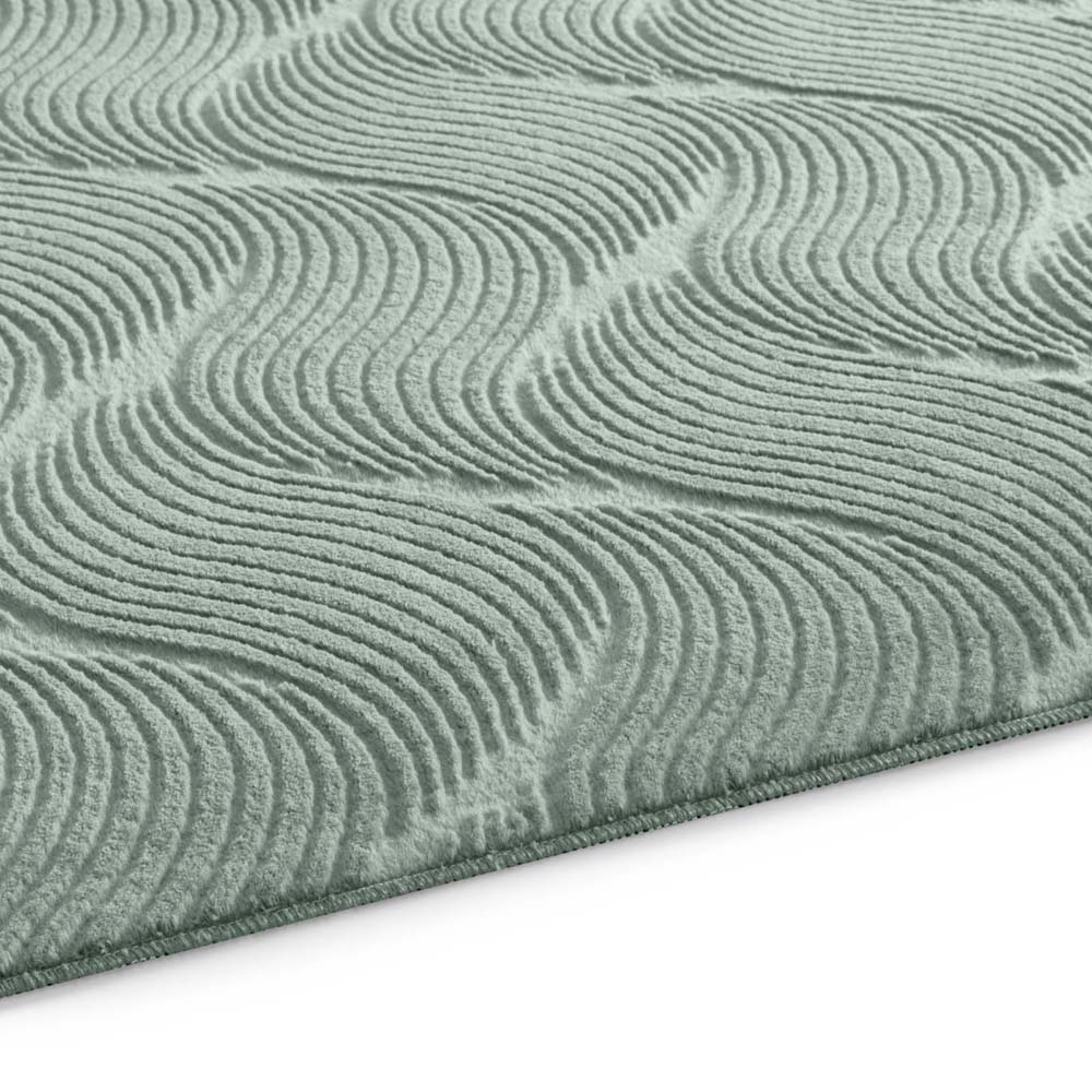 Tapis rond doux - Fuzz Whirl vert - close up Tapis rond doux - Fuzz Whirl vert - close up