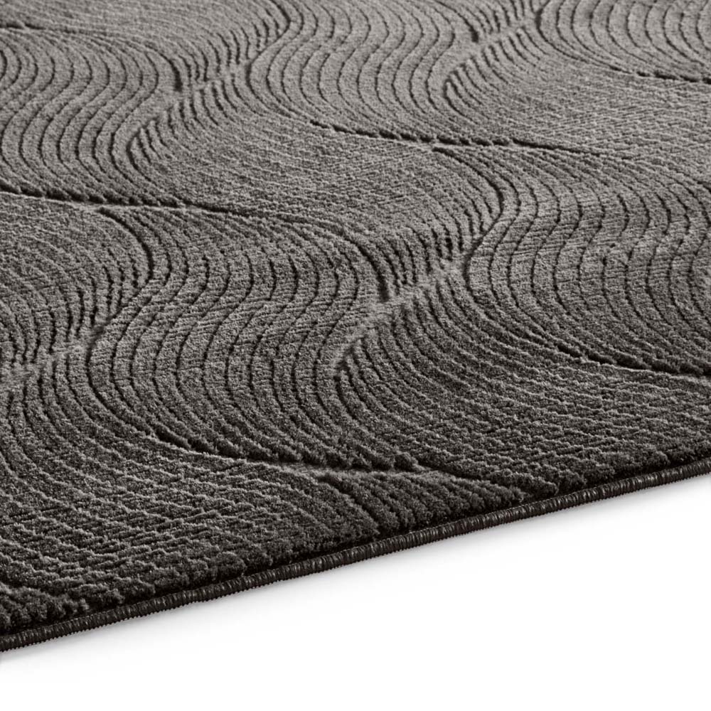 Tapis rond doux - Fuzz Whirl anthracite - close up Tapis rond doux - Fuzz Whirl anthracite - close up