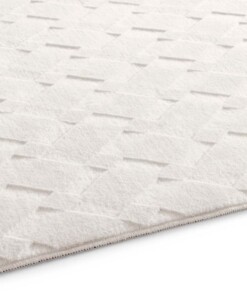 Tapis rond doux - Fuzz Karo crème - close up