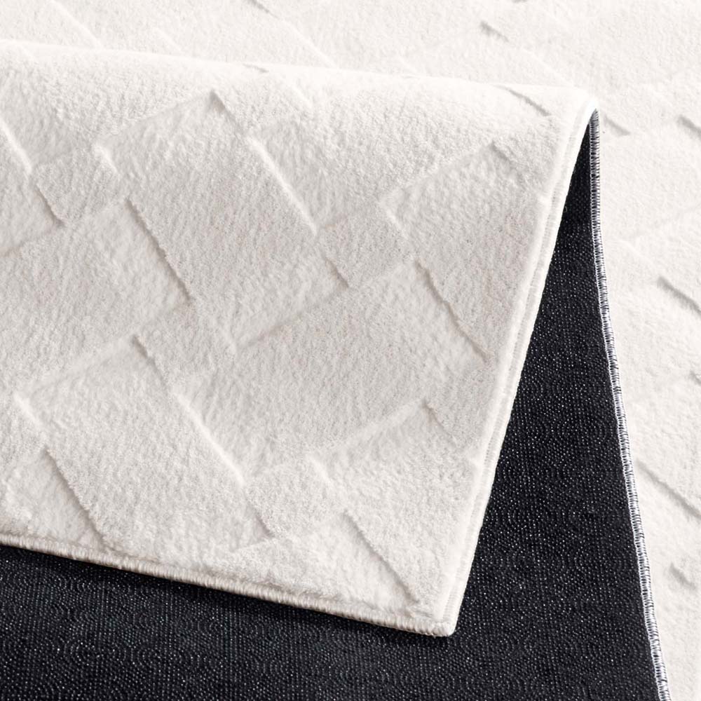 Tapis doux - Fuzz Karo crème - close up Tapis doux - Fuzz Karo crème - close up