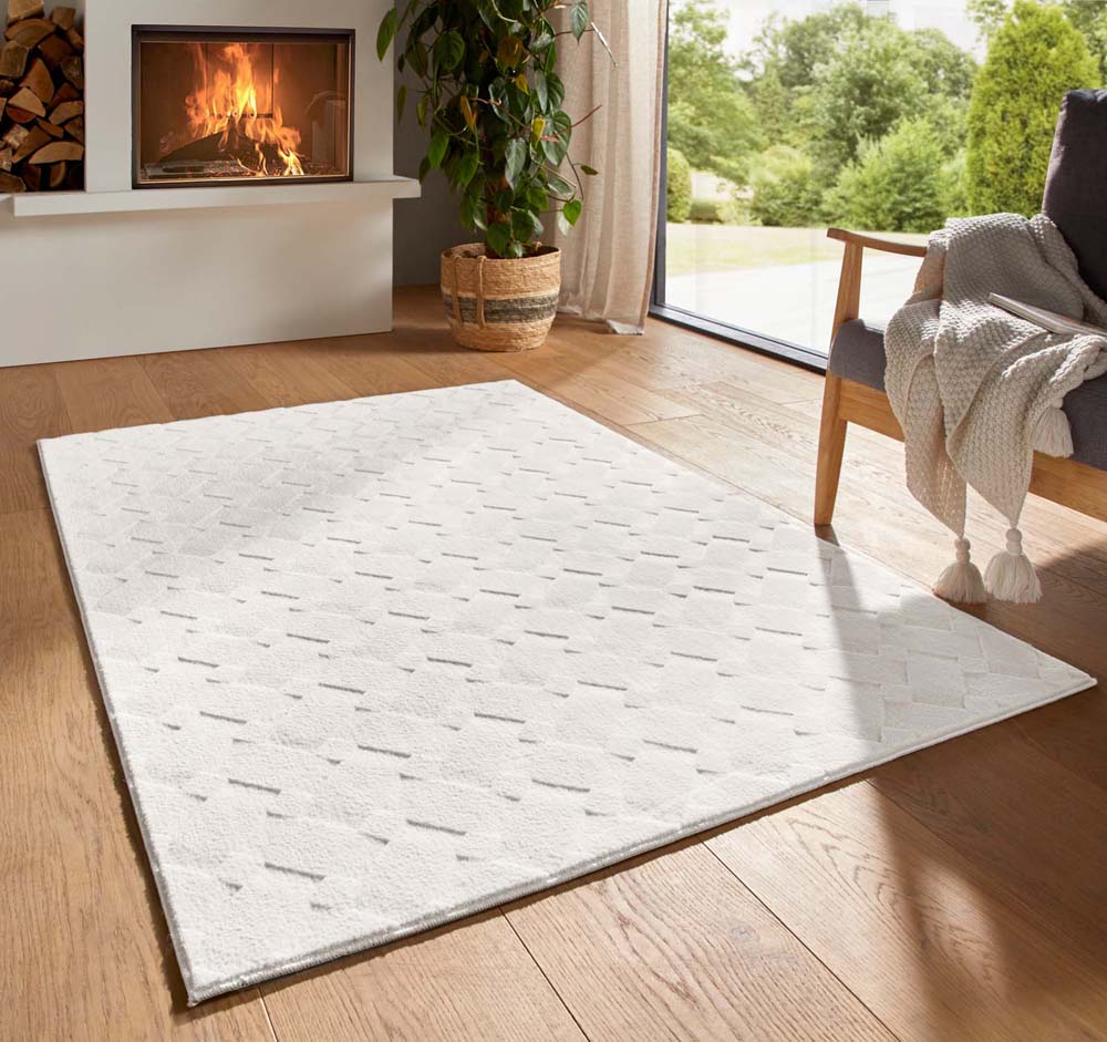 Tapis doux - Fuzz Karo crème - sfeer Tapis doux - Fuzz Karo crème - sfeer