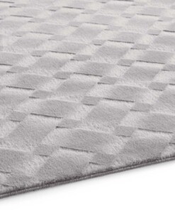 Tapis rond doux - Fuzz Karo gris - close up
