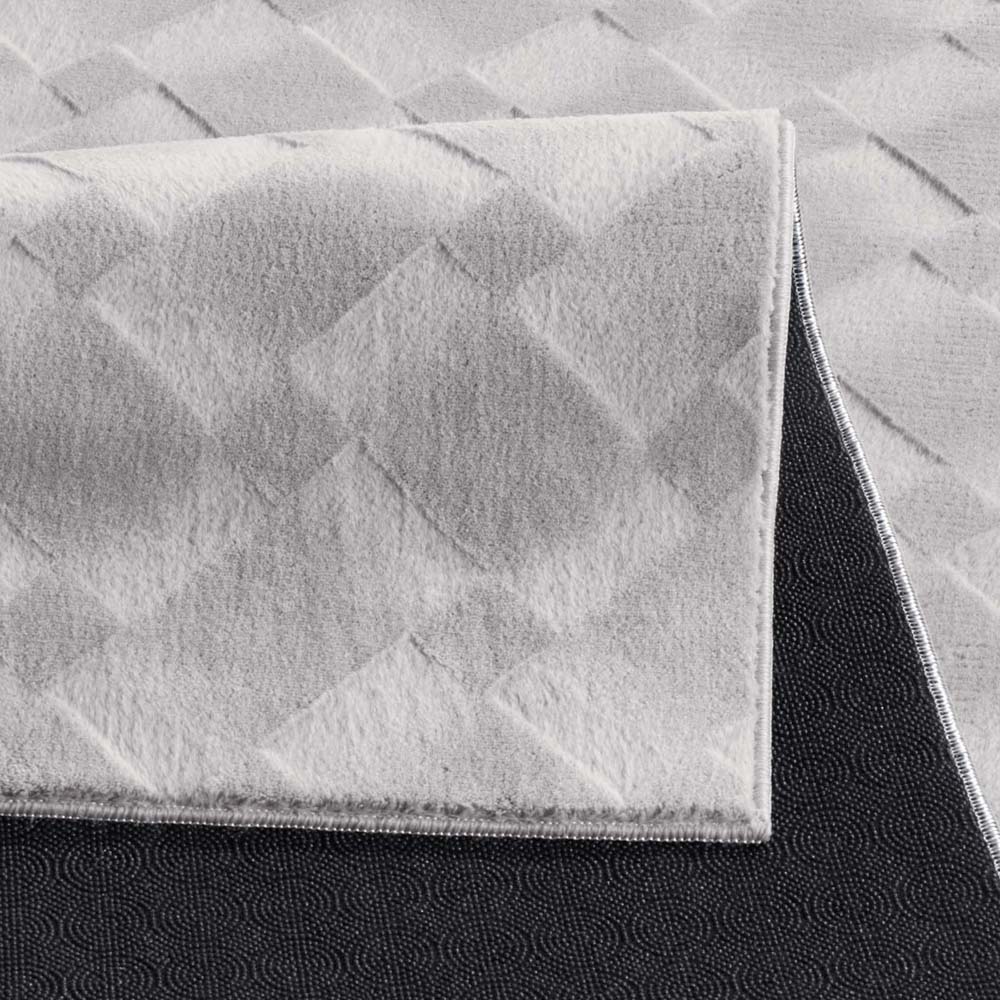 Tapis doux - Fuzz Karo gris - close up Tapis doux - Fuzz Karo gris - close up