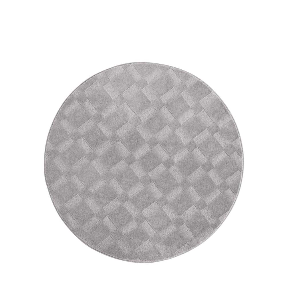 Tapis rond doux - Fuzz Karo gris - overzicht Tapis rond doux - Fuzz Karo gris - overzicht