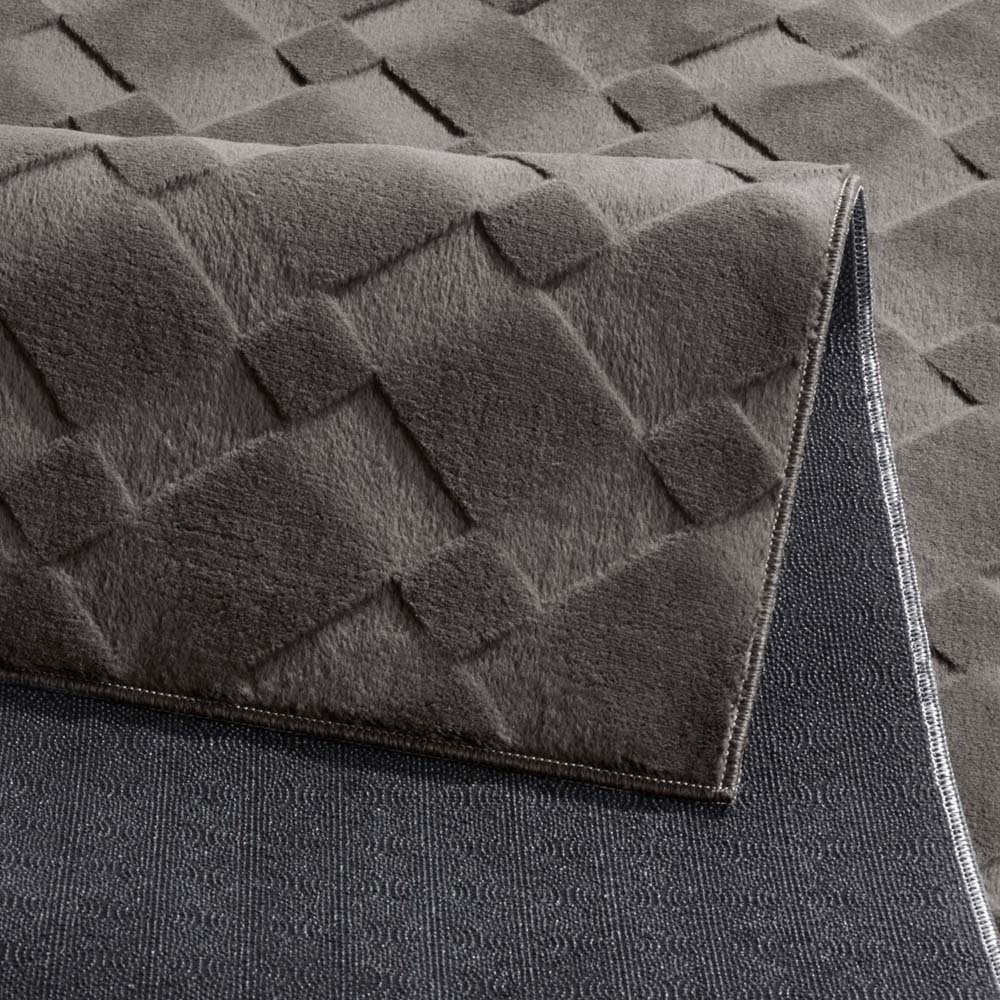 Tapis doux - Fuzz Karo anthracite - close up Tapis doux - Fuzz Karo anthracite - close up