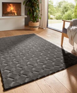 Tapis doux - Fuzz Karo anthracite - sfeer