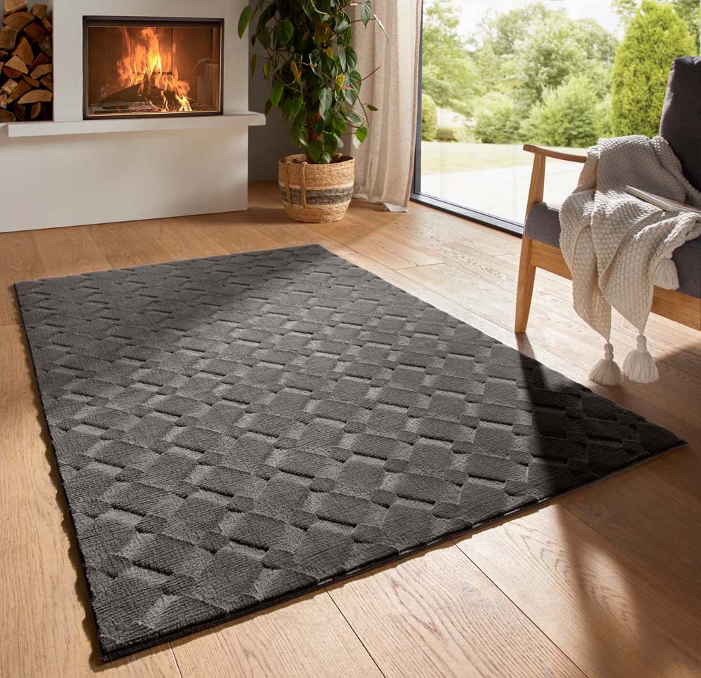 Tapis doux - Fuzz Karo anthracite - sfeer Tapis doux - Fuzz Karo anthracite - sfeer