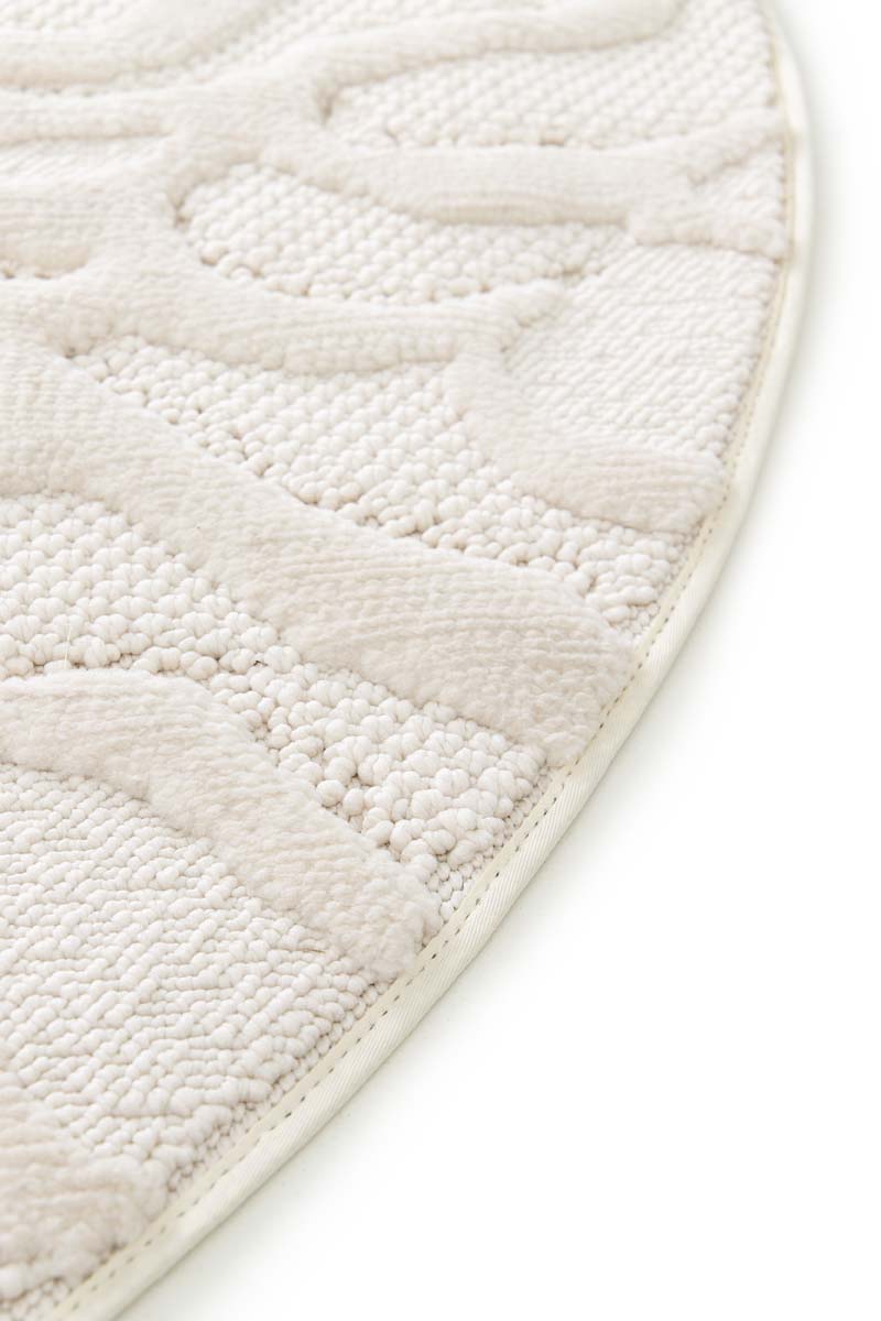 Tapis Rond Fleur - Elevé Pétale Ivoire Tapis Rond Fleur - Elevé Pétale Ivoire