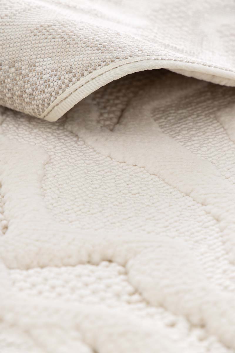 Tapis Rond Fleur - Elevé Pétale Ivoire Tapis Rond Fleur - Elevé Pétale Ivoire