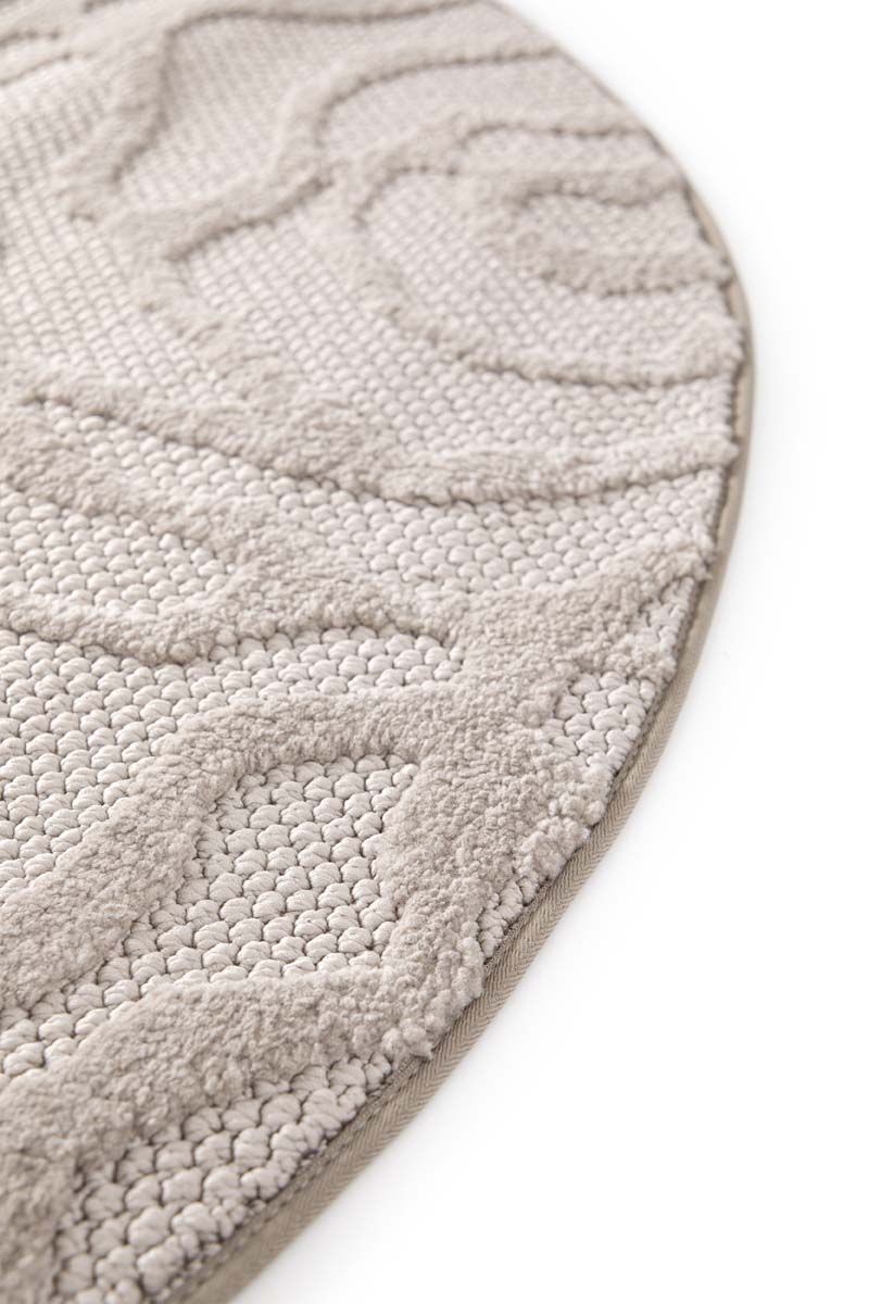 Tapis Rond Fleur - Elevé Pétale Taupe Tapis Rond Fleur - Elevé Pétale Taupe