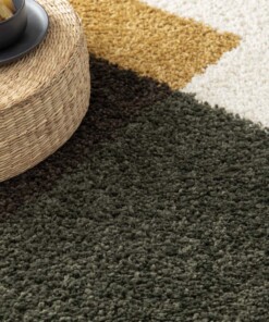 Tapis Poil Haut - Mirage Empilé Vert Olive/Jaune