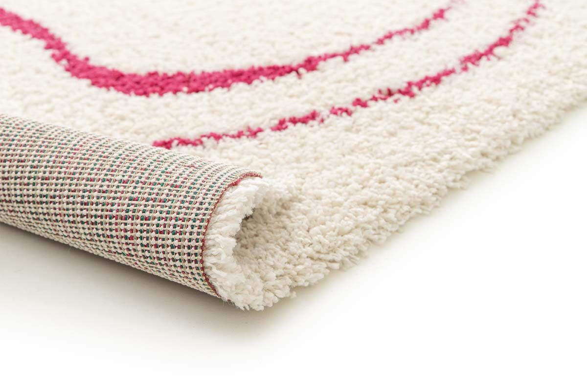 Tapis Poil Haut - Mirage Méandre Ivoire/Framboise Tapis Poil Haut - Mirage Méandre Ivoire/Framboise