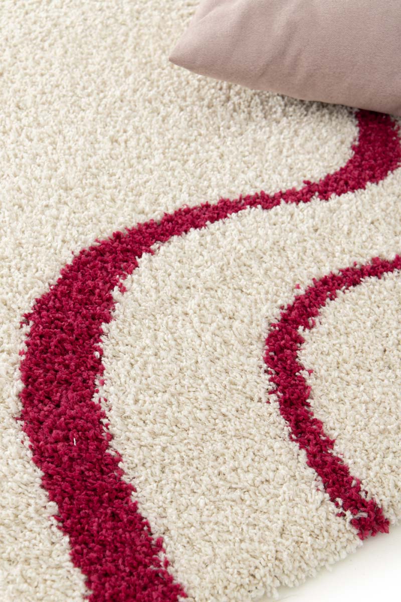 Tapis Poil Haut - Mirage Méandre Ivoire/Framboise Tapis Poil Haut - Mirage Méandre Ivoire/Framboise