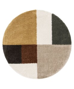 Tapis Poil Haut Rond - Mirage Axis Vert Olive/Jaune - overzicht