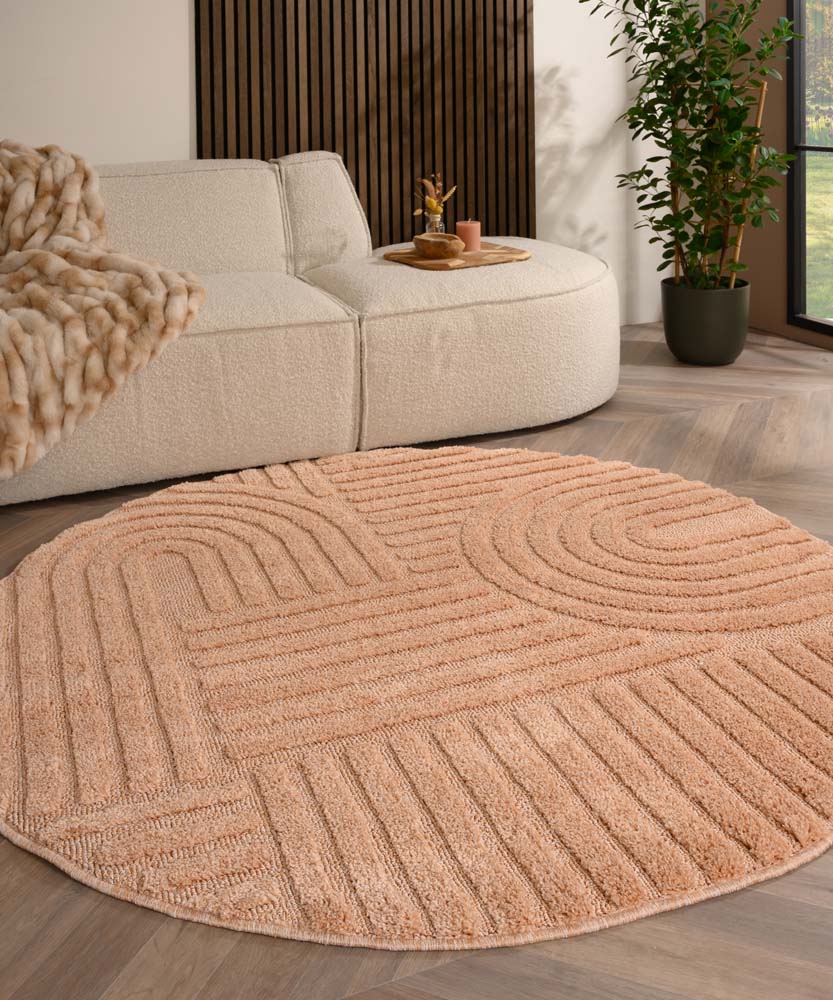 Tapis rond scandinave - Aven rose saumon - sfeer Tapis rond scandinave - Aven rose saumon - sfeer