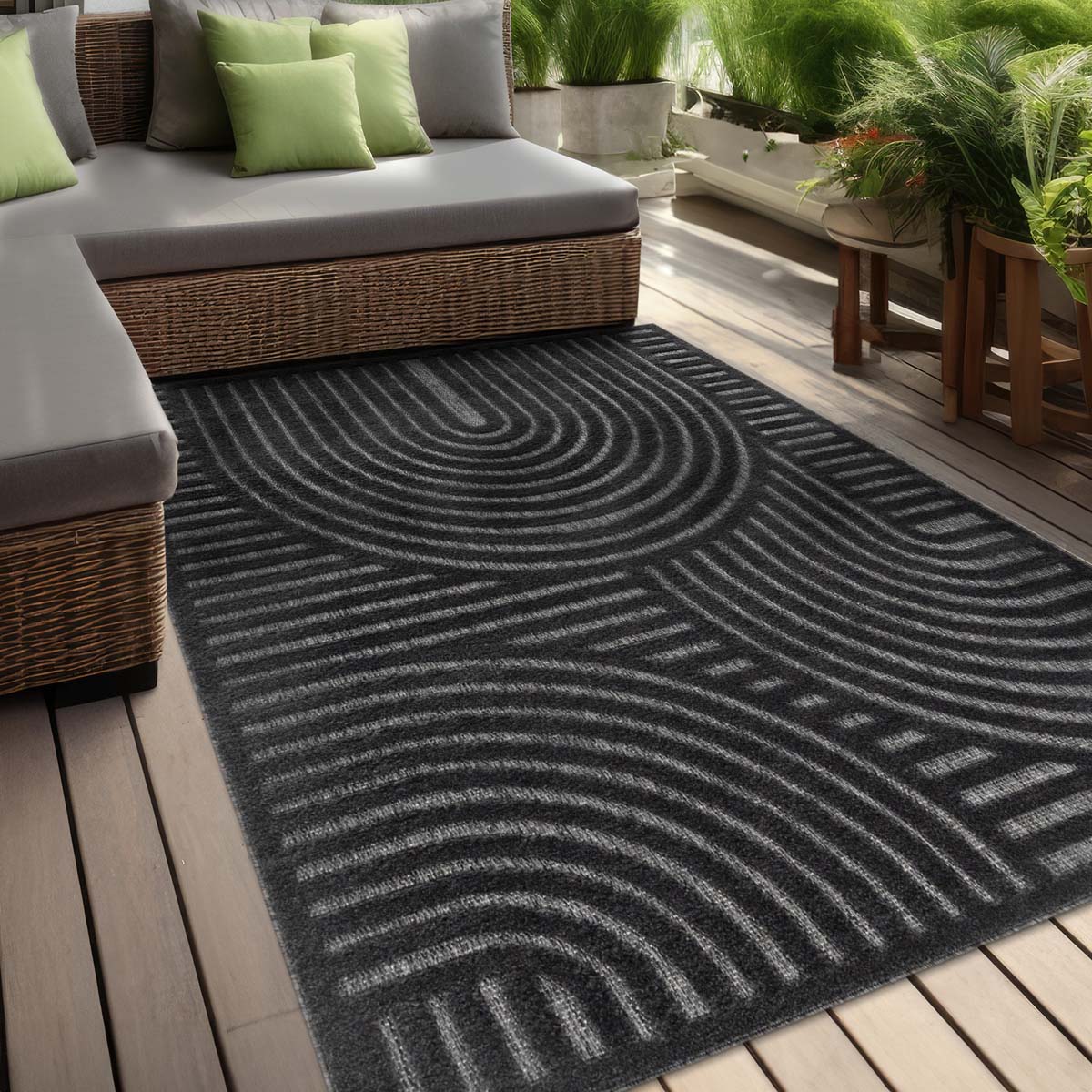 Tapis extérieur balcon - Reza anthracite - sfeer Tapis extérieur balcon - Reza anthracite - sfeer
