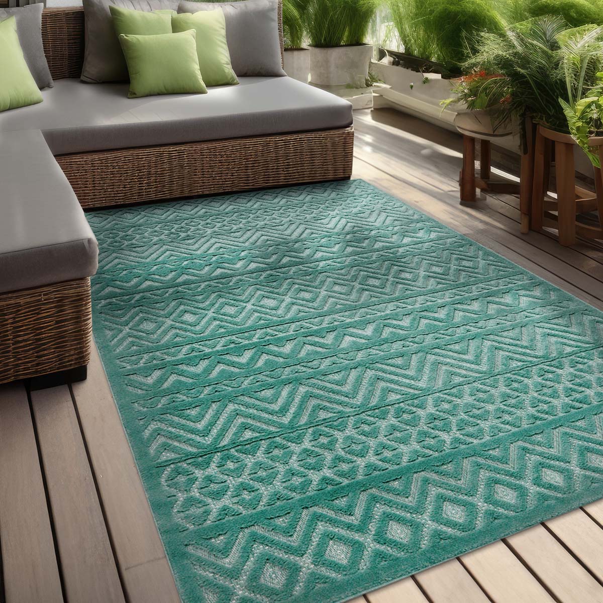 Tapis extérieur balcon - Elio turquoise - sfeer Tapis extérieur balcon - Elio turquoise - sfeer