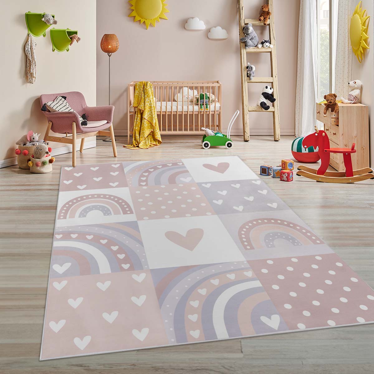Tapis enfant arc-en-ciel - Lumi rose clair - sfeer Tapis enfant arc-en-ciel - Lumi rose clair - sfeer