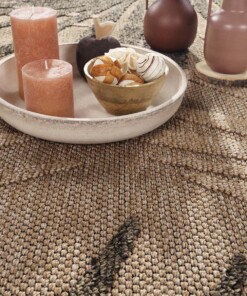 Tapis extérieur jute - Palms beige/noir - close up, thumbnail Tapis extérieur jute - Palms beige/noir - close up, thumbnail