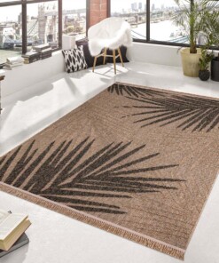 Tapis extérieur jute​ - Palms beige/noir - sfeer
