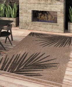 Tapis extérieur jute​ - Palms beige/noir - sfeer
