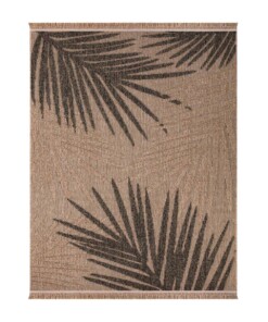 Tapis extérieur jute​ - Palms beige/noir - overzicht