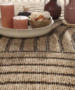 Tapis extérieur jute - Waves beige/noir - close up, thumbnail Tapis extérieur jute - Waves beige/noir - close up, thumbnail