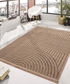 Tapis extérieur jute​ - Waves beige/noir - sfeer