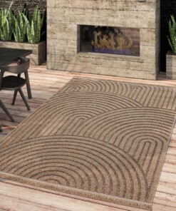 Tapis extérieur jute​ - Waves beige/noir - sfeer