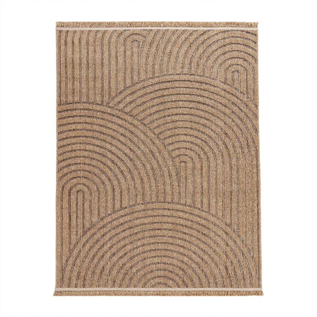 Tapis extérieur jute - Waves beige/noir - overzicht Tapis extérieur jute - Waves beige/noir - overzicht