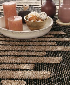 Tapis extérieur jute - Karo beige/noir - close up, thumbnail Tapis extérieur jute - Karo beige/noir - close up, thumbnail