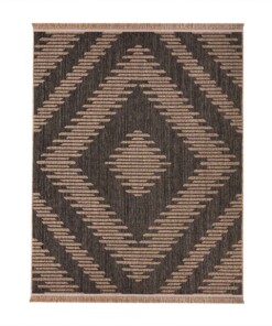 Tapis extérieur jute​ - Karo beige/noir - overzicht