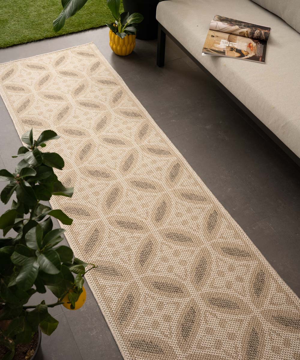 Tapis de balcon aspect jute Sunny Circles - beige Tapis de balcon aspect jute Sunny Circles - beige