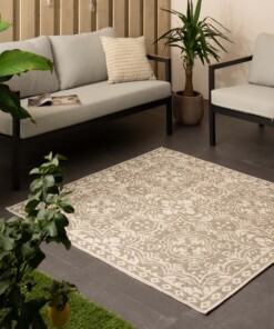 Tapis d'extérieur Carré Sunny oriental - Crème/beige