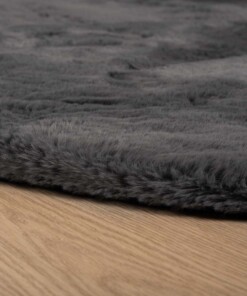 Tapis moelleux ovale - Comfy Plus - gris foncé - close up, thumbnail