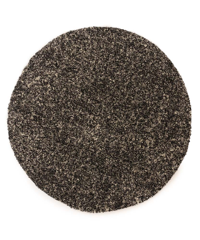 Tapis rond poils longs - Blend noir/gris - overzicht Tapis rond poils longs - Blend noir/gris - overzicht