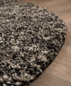 Tapis rond poils longs - Blend noir/gris - close up, thumbnail Tapis rond poils longs - Blend noir/gris - close up, thumbnail