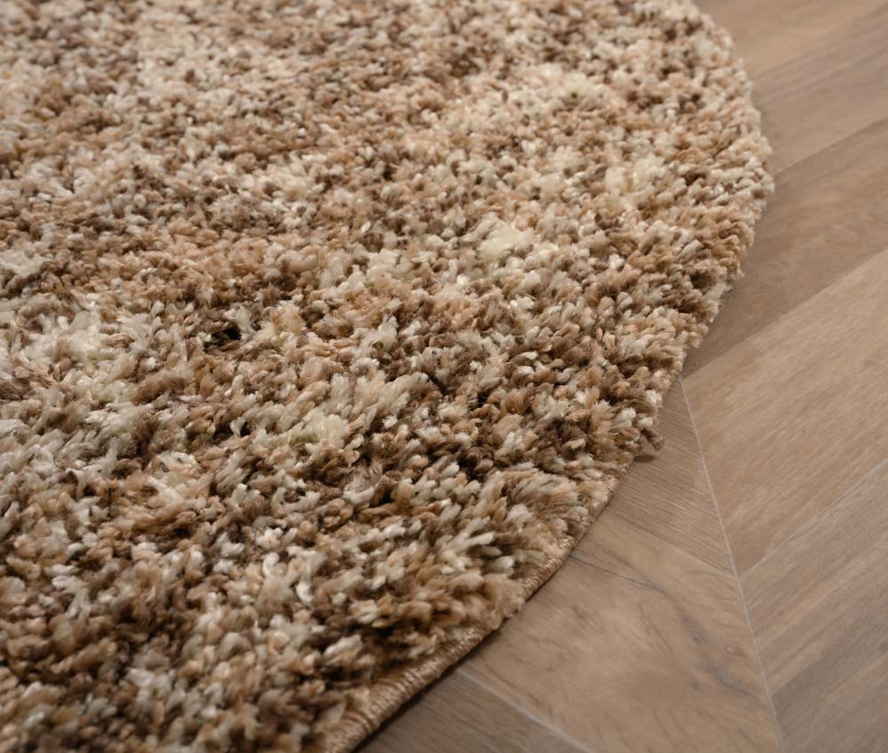 Tapis rond poils longs - Blend beige - close up Tapis rond poils longs - Blend beige - close up