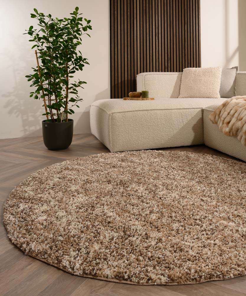 Tapis rond poils longs - Blend beige - sfeer Tapis rond poils longs - Blend beige - sfeer