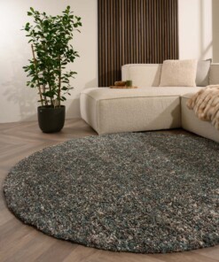 Tapis rond poils longs - Blend bleu/gris - sfeer