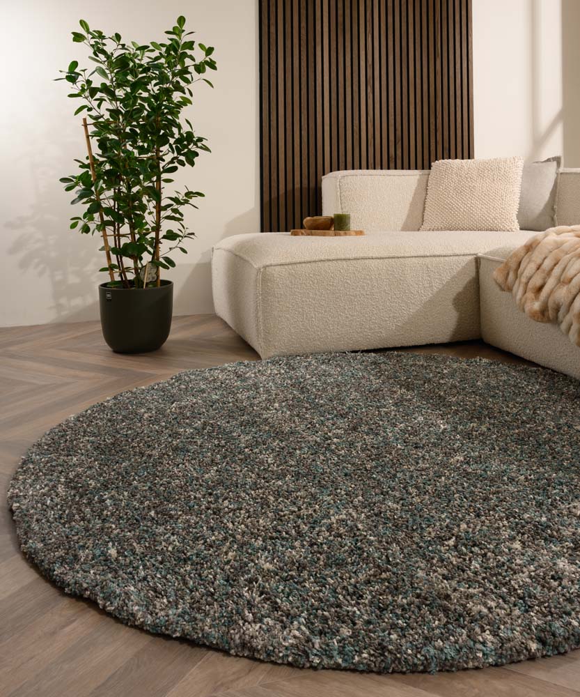 Tapis rond poils longs - Blend bleu/gris - sfeer Tapis rond poils longs - Blend bleu/gris - sfeer