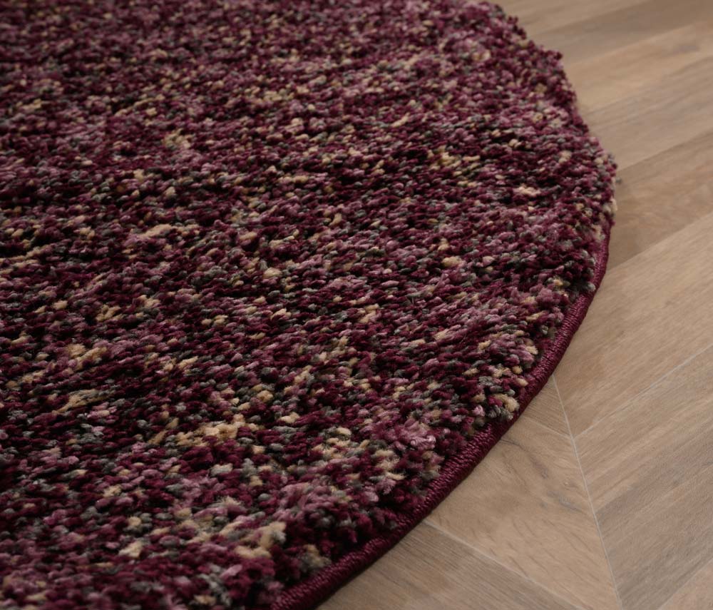 Tapis rond poils longs - Blend violet/gris - close up Tapis rond poils longs - Blend violet/gris - close up