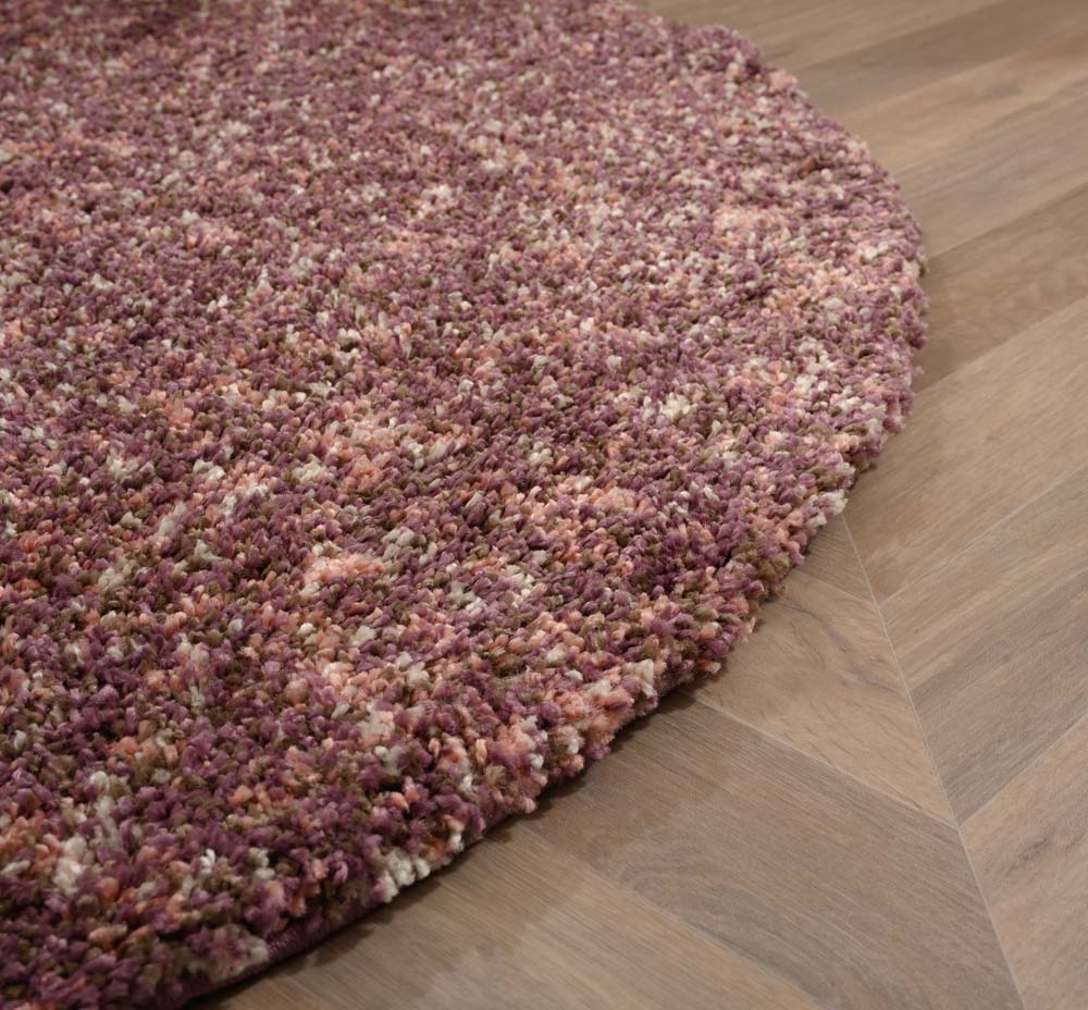Tapis rond poils longs - Blend rose - close up Tapis rond poils longs - Blend rose - close up