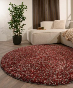 Tapis rond poils longs - Blend rouge/gris - sfeer