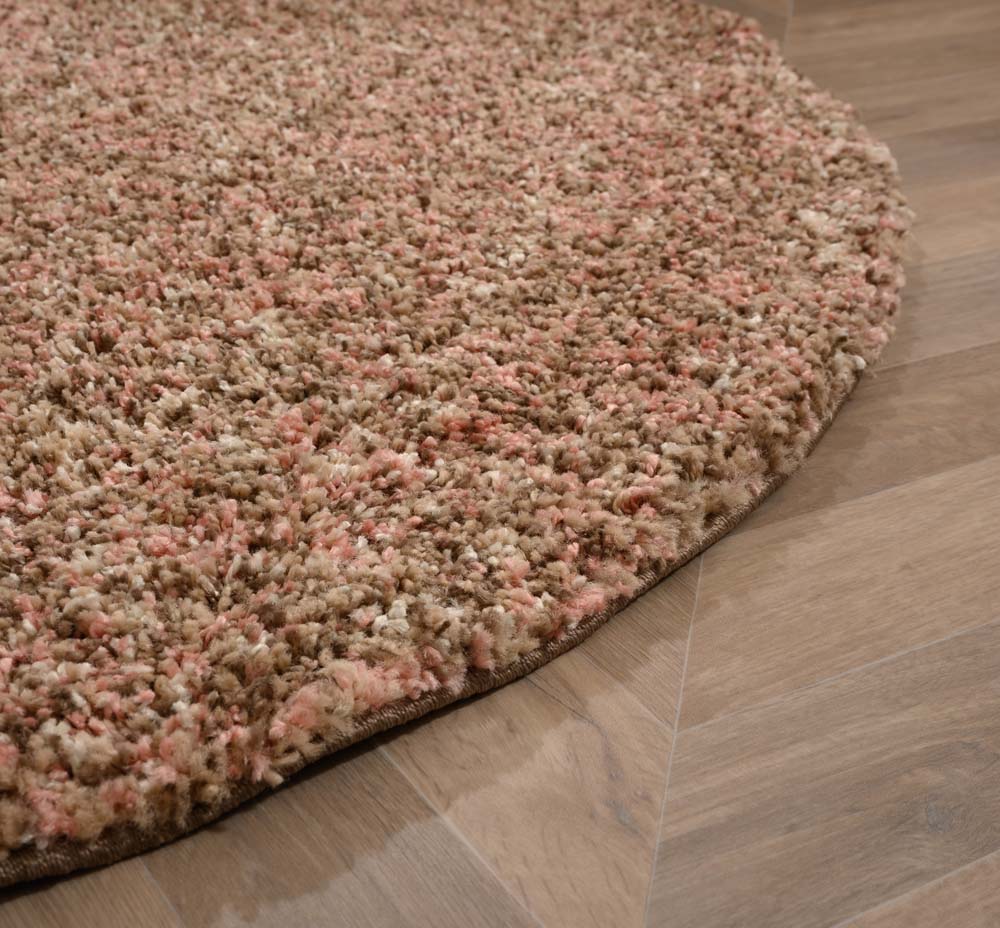 Tapis rond poils longs - Blend rose/beige - close up Tapis rond poils longs - Blend rose/beige - close up