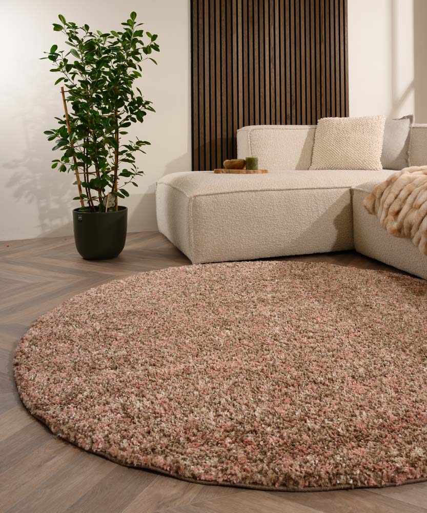 Tapis rond poils longs - Blend rose/beige - sfeer Tapis rond poils longs - Blend rose/beige - sfeer